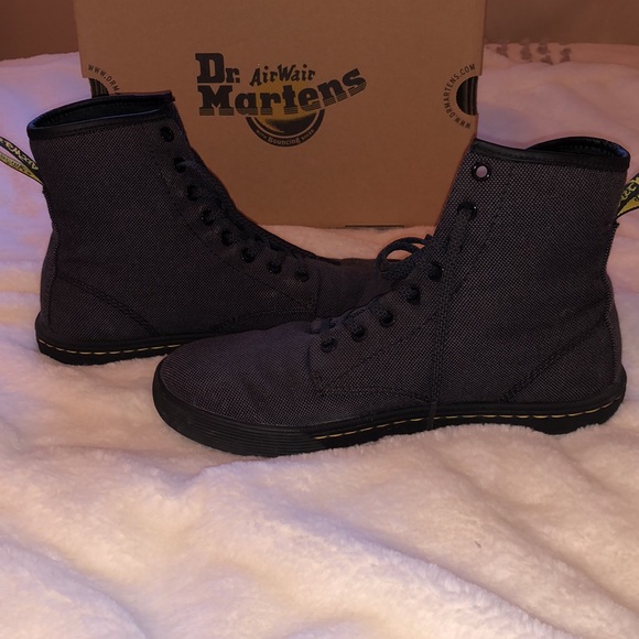 Gray and black woven textile doc martens - Picture 3 of 8